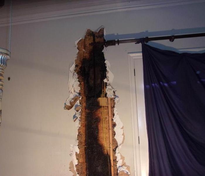 Fire damaged wall.